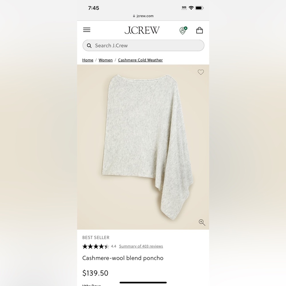 J.Crew cashmere wool blend shawl